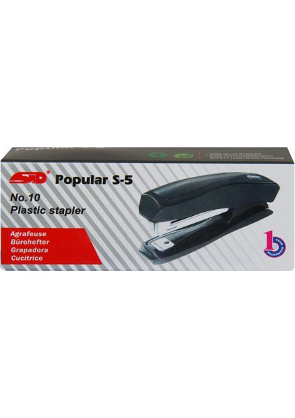 Popular S5 Zımba Makinesi No:10 16 Sayfa Kapasiteli - Siyah