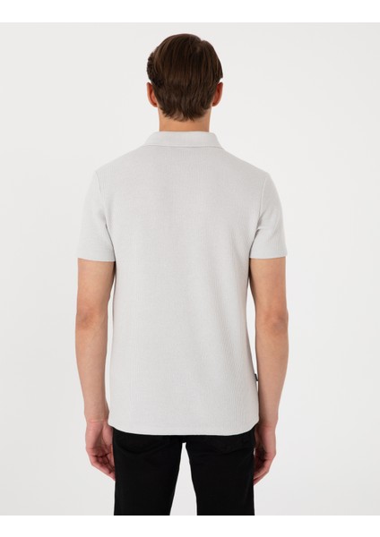 Erkek Gri Slim Fit Örme Dokulu Polo Yaka Tişört 50310171-VR024 indirimleri