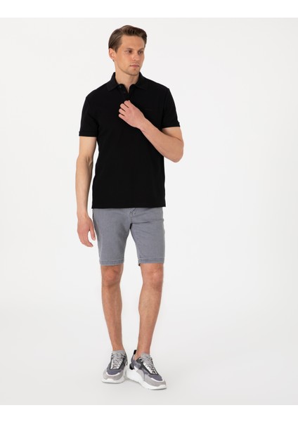 Erkek Siyah Slim Fit %100 Pamuk Kıvrılmaz Amerikan Pike Polo Yaka Basic Tişört 50306154-VR046 fırsatları