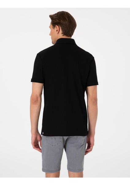 Erkek Siyah Slim Fit %100 Pamuk Kıvrılmaz Amerikan Pike Polo Yaka Basic Tişört 50306154-VR046 indirimleri
