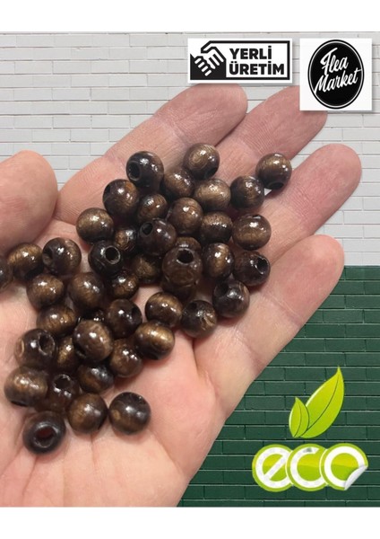 Ekonomik Paket 1 Kilo 10MM Ahşap Boncuk - Kahve - ( Ort - 2500-3000 Adet )