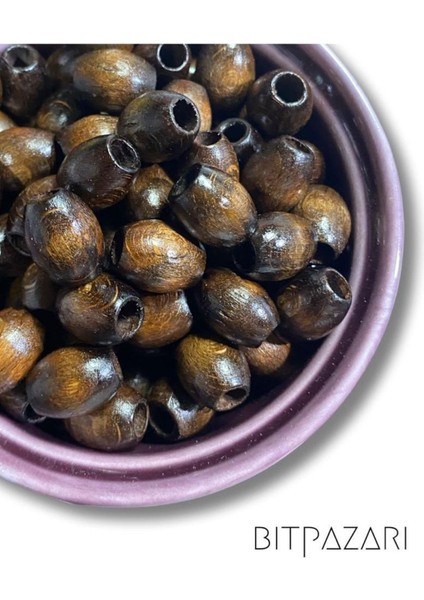 12X15 mm Kahve Oval Ahşap Boncuk - 30 Adet fiyatları