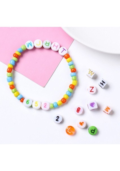 Harf Boncuk, 4x7 mm Yassı Beyaz Üzeri Siyah Harf Boncuk ( 200 Adet) indirimleri