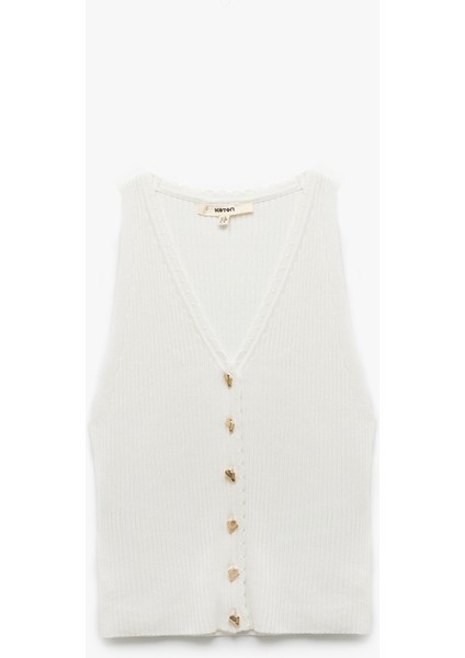 Asimetrik Düğme Detaylı V Yaka Triko Yelek fırsatları