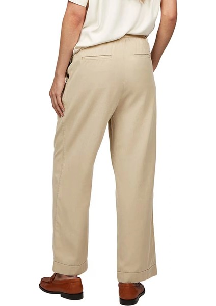 Kadın Bej Rahat Kesim Lastikli Chino Pantolon fırsatları
