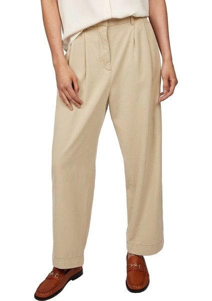 Kadın Bej Rahat Kesim Lastikli Chino Pantolon indirimleri