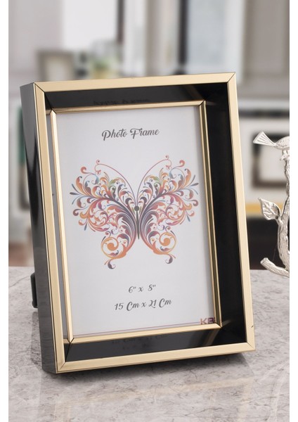 Milano Camlı Dekoratif Resim Çerçevesi Siyah-Gold Ayarlanabilir Ayaklı-Duvara Asılabilir 15 x 21 cm indirimleri