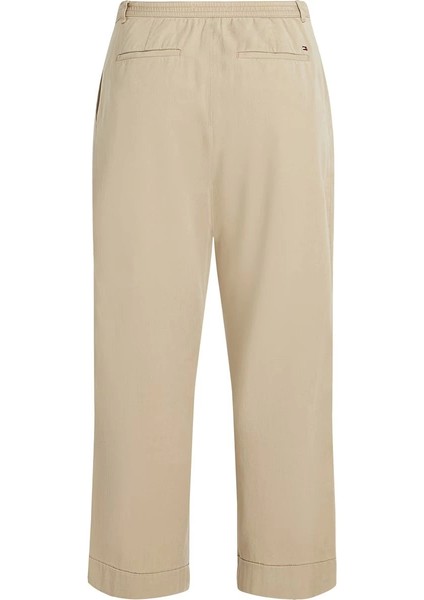 Kadın Bej Rahat Kesim Lastikli Chino Pantolon modelleri