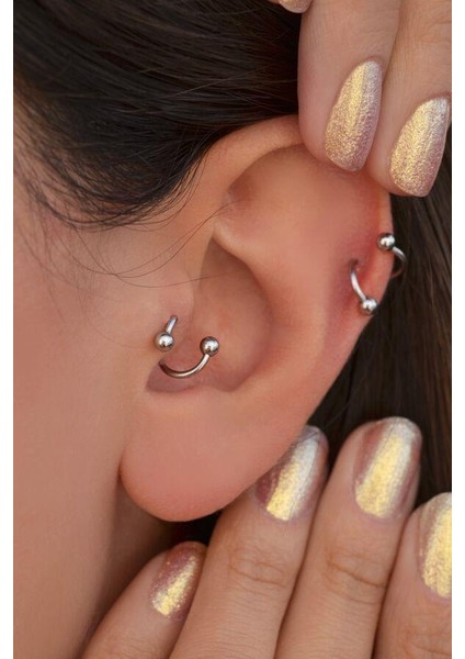 Kıvrımlı Çelik Spiral Piercing 8 mm Tragus Helix Kıkırdak Dudak Gümüş Renkli fiyatları