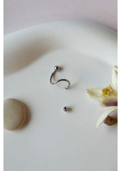 Kıvrımlı Çelik Spiral Piercing 8 mm Tragus Helix Kıkırdak Dudak Gümüş Renkli fırsatları