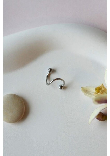 Kıvrımlı Çelik Spiral Piercing 8 mm Tragus Helix Kıkırdak Dudak Gümüş Renkli indirimleri