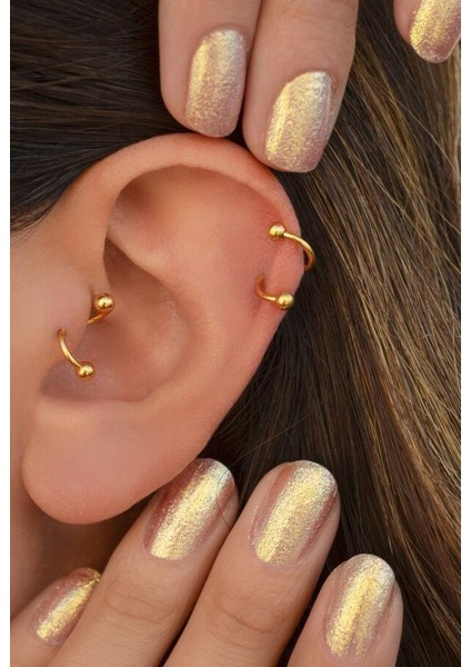 Kıvrımlı Çelik Spiral Piercing 8 mm Tragus Helix Kıkırdak Dudak Gold Renkli fiyatları