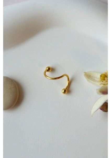 Kıvrımlı Çelik Spiral Piercing 8 mm Tragus Helix Kıkırdak Dudak Gold Renkli fırsatları