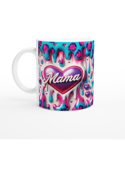 Mama Yazılı Parıltılı Renk Patlaması Anneler Günü Kupa Bardak