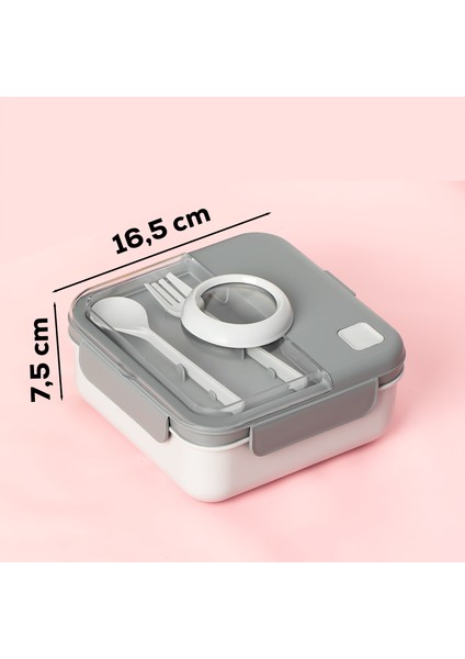 L-00927 Kendinden Kaşık Çatallı Beslenme Çantası - Taşınabilir Lunch Box - Sefer Tası 1250 ml modelleri
