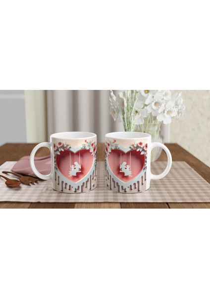 Pembe Kalpli Çerçevede Salıncaklı Anne Çocuk Kupa Bardak indirimleri