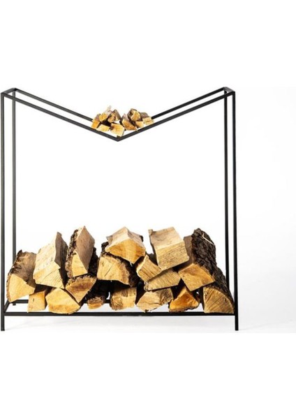 Şömine Yanı Odunluk Odun Depolama Metal Tasarım Odunluk 1 Adet Siyah Renk modelleri
