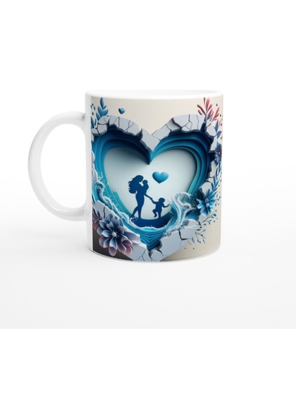 Kalp Dalgalarında Buluşan Anne Ve Çocuk Kupa Bardak