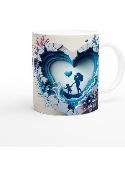 Kalp Dalgalarında Buluşan Anne Ve Çocuk Kupa Bardak modelleri