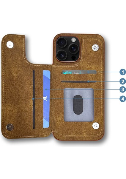 Apple iPhone 15 Pro Deri Cüzdan Kılıf Mtl Aksesuar