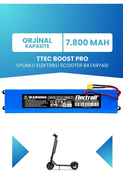 Ttec Boost Pro Uyumlu 36V 7.8AH Elektrikli Scooter Bataryası