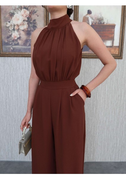 Saks Mavi Halter Yaka Uzun Tulum modelleri