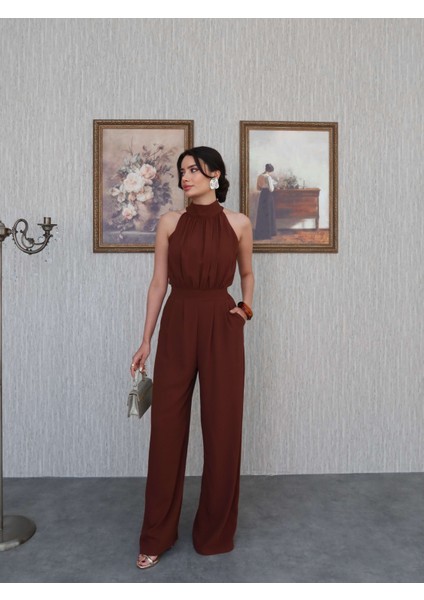 Saks Mavi Halter Yaka Uzun Tulum fırsatları