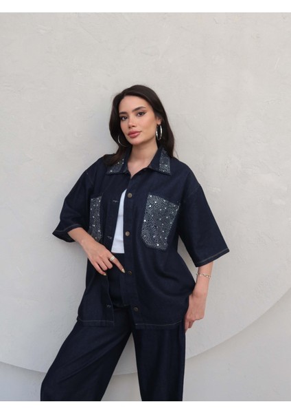 Taş Cep Detaylı Denim Takım fiyatları