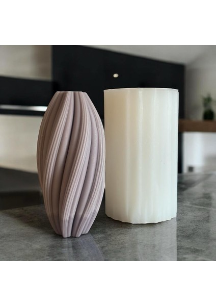 Büyük Boy Model Spiral Mum Silikon Kalıp