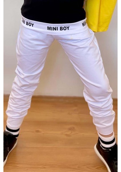 Erkek Çocuk Mini Boy Yazı Ve Şerit Detaylı T-Shirt Kolsuz Sarı Yelek Eşofman Takım indirimleri