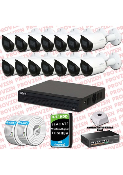 Dahua 14 Kameralı Ip Kamera Seti 1080P Gece Görüşlü