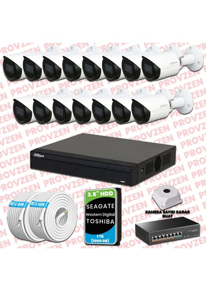 Dahua 15 Kameralı Ip Kamera Seti 1080P Gece Görüşlü