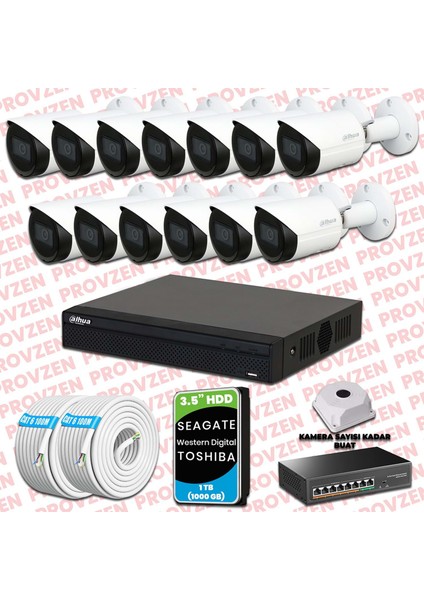 Dahua 13 Kameralı Ip Kamera Seti 1080P Gece Görüşlü