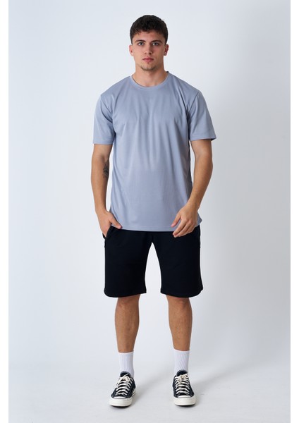 Bisiklet Yaka Kappa T-Shirt Gümüş