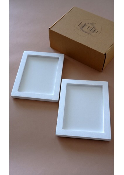 Ahşap Çerçeve Iç Ölçü 13 x 18 cm 2'li Set Siyah & Beyaz & Ahşap Masaüstü&duvar Çerçevesi