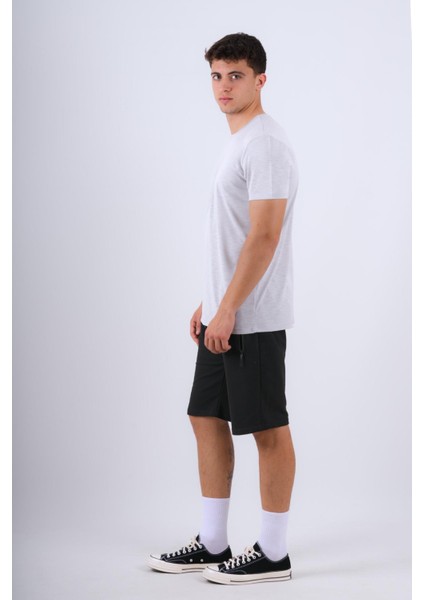 Bisiklet Yaka Modal Flamlı Düz T-Shirt Gri indirimleri