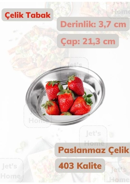 Çelik Tabak 21, 3 cm No:5 Paslanmaz Tabak 430 Kalite Çelik