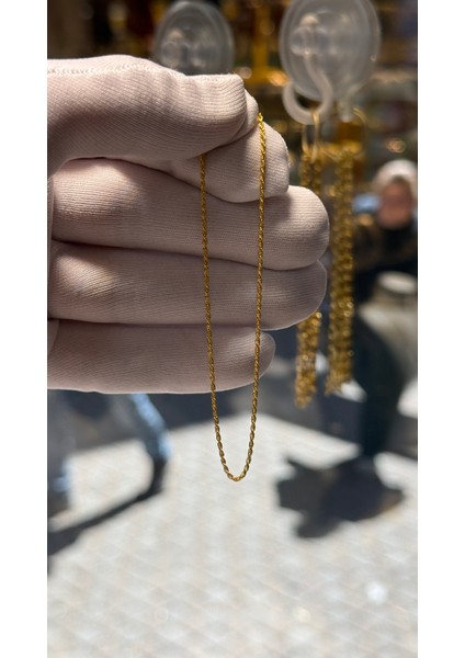 14 Ayar Altın Ince Halat Bileklik