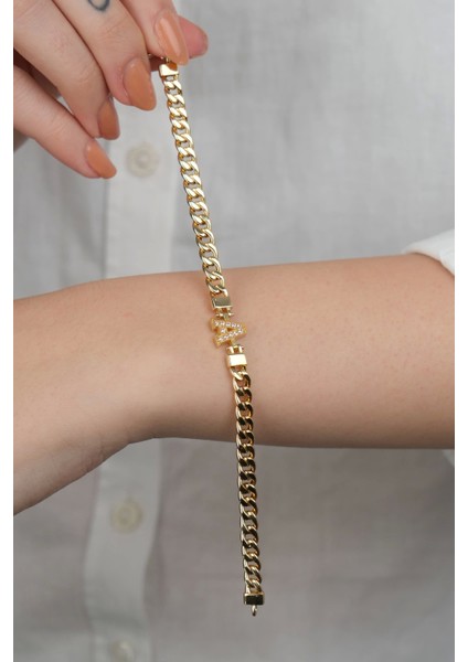 14 Ayar Altın A Harfli Gurmet Zincir Bileklik 569 modelleri