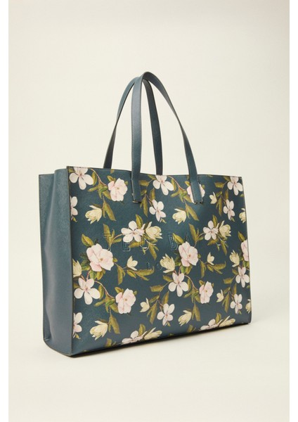 Lacivert Ikonik Floral Desenli Küçük Çanta TBSS25FIB044