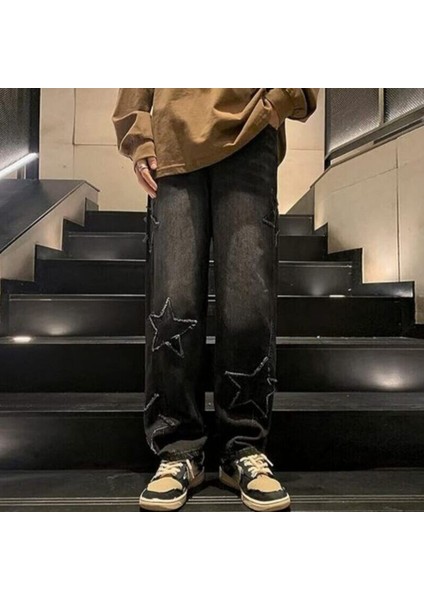 Kot Yıldız Baskılı Baggy Fit Jean Vitablancopantolon