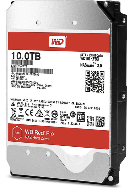 Red Pro 3.5" SATA III 6Gbit/s IntelliPower 10 TB 256MB Cache NAS 7/24