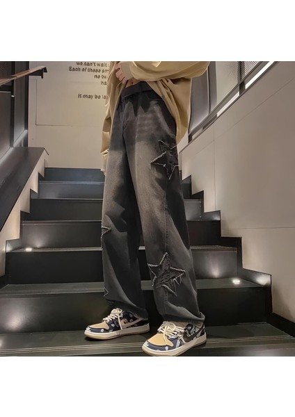Kot Yıldız Baskılı Baggy Fit Jean Vitablancopantolon