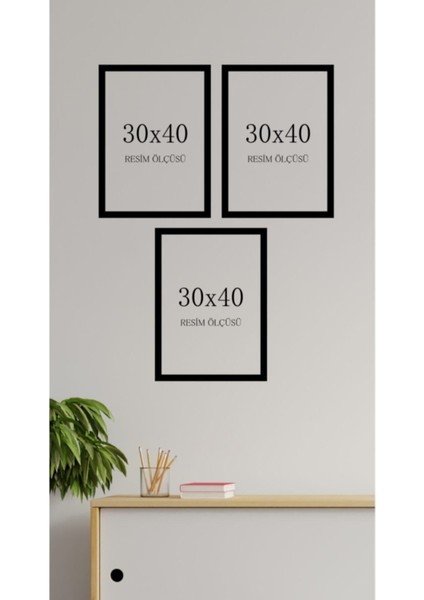 Siyah Renk 30 x 40 cm 3 Adet Boş Çerçeve