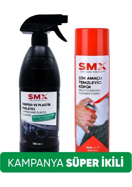 Çok Amaçlı Temizleyici Köpük Sprey 500 ml + Torpido Plastik Parlatıcı 750 Ml.