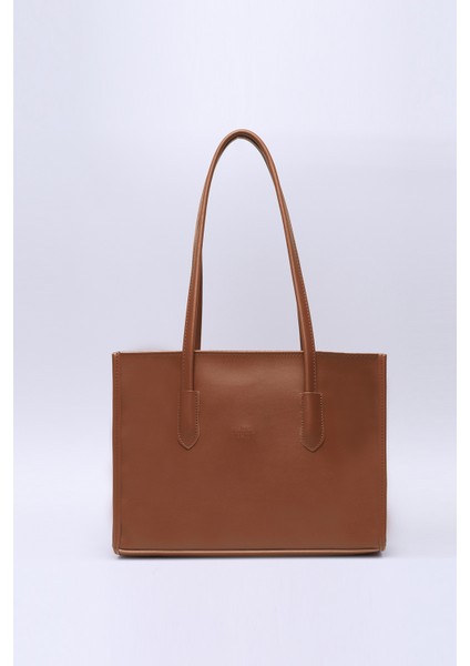 Kahve Rengi Shk173 Deri, Tek Bölmeli, Fermuarlı, Makyaj Çantalı El, Kol Ve Omuz Çantası U:24 E:34 G:13 Cm
