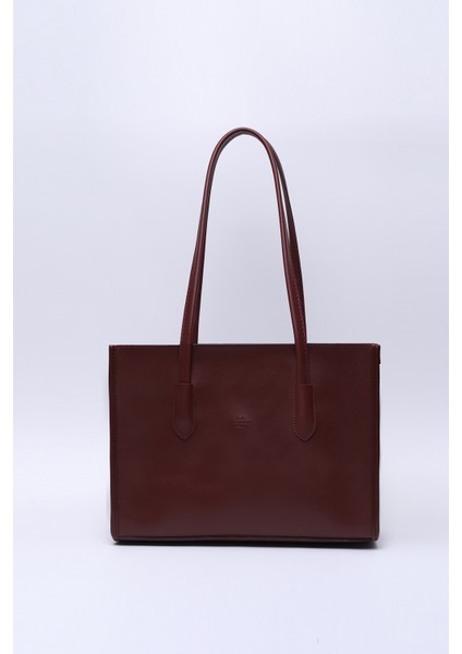 Kahve Rengi Shk173 Deri, Tek Bölmeli, Fermuarlı, Makyaj Çantalı El, Kol Ve Omuz Çantası U:24 E:34 G:13 Cm