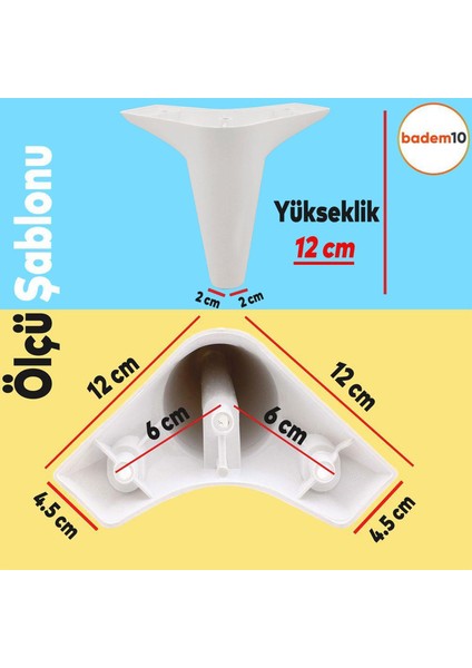 20'li Set Mobilya Koltuk Kanepe Tv Ünitesi Yükseltme Destek Ayağı 12 cm Beyaz Ayakları 20'li Set