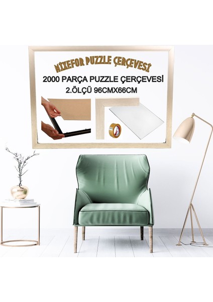 2000 Parça Puzzle Çerçevesi 2.ölçü 96 cm x 66 cm Renk Gümüş
