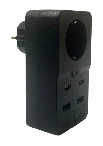 Isıya Dayanıklı Termal Akım Korumalı 1 Priz Girişli 2 USB Girişli 2 Type-C Girişli Pirz (5047)